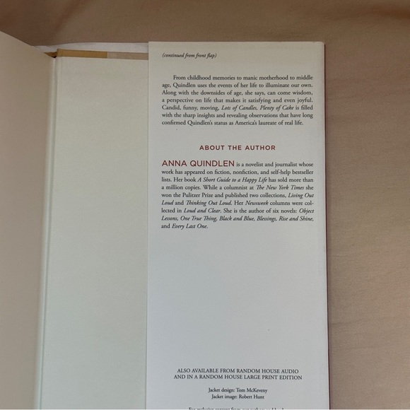 🟢 Lots of Candles, Plenty of Cake by Anna Quindlen | Memoir | Hardcover Book - Picture 5 of 6